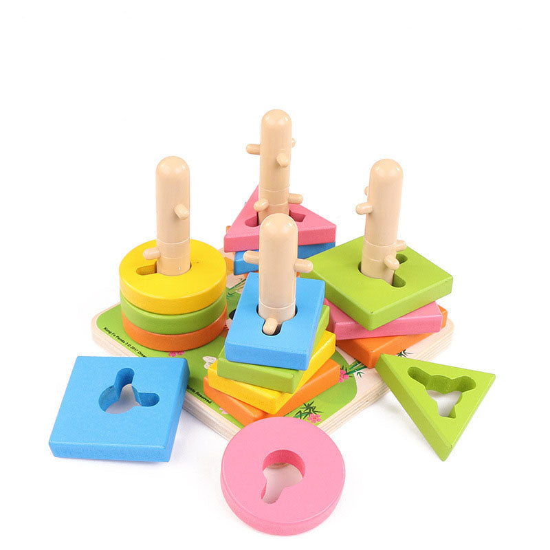 Wooden Shapes stacking Board Sorting and Plugging toy great birthday gift