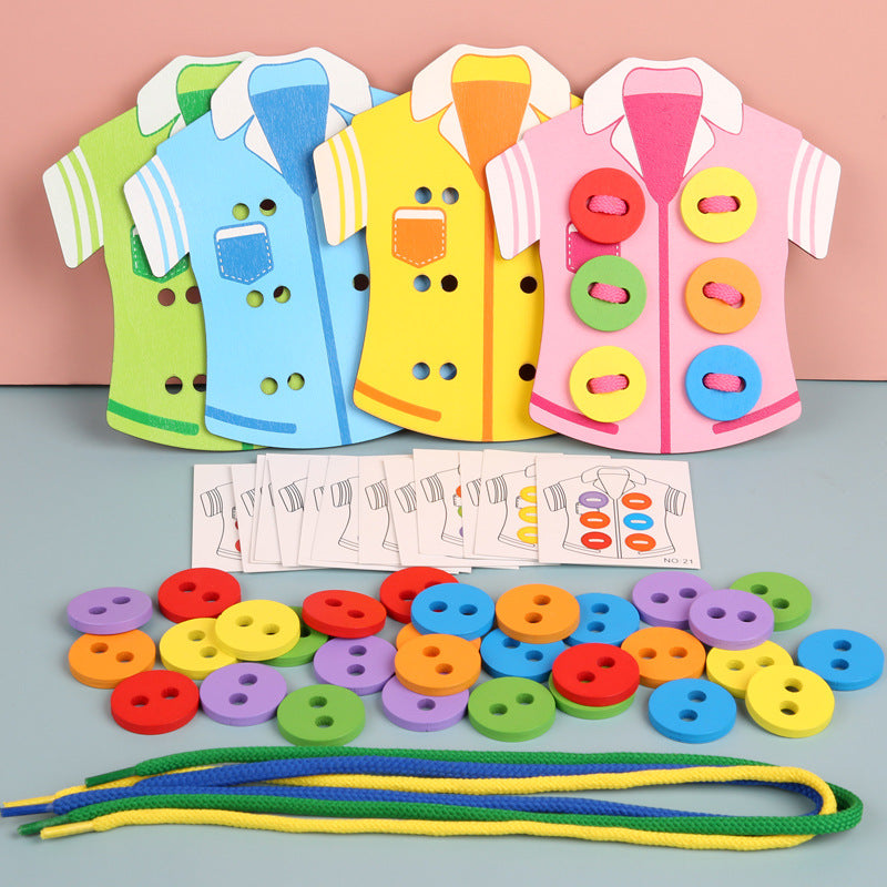 Wooden card shirt 4pcs in box Fine motor skill and early learning activity excellent gift