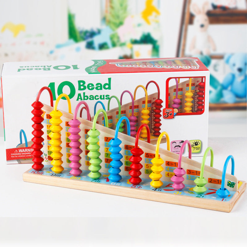 Abacus 10 wooden Beads calculator Colourful IQ Intelligent excellent birthday gift