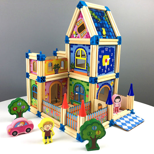 Play house Model Set wooden Building Blocks, DIY Miniature House excellent birthday gift