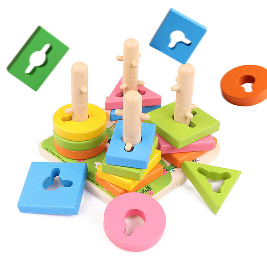 Wooden Shapes stacking Board Sorting and Plugging toy great birthday gift