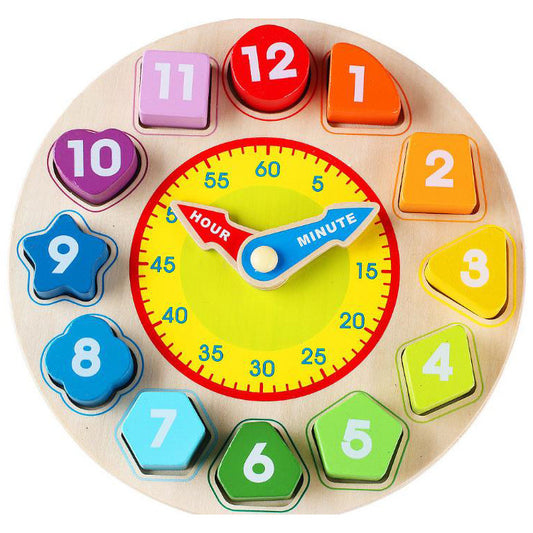 Learning Clock wooden puzzles Sorting with Number and Shapes excellent birthday gift