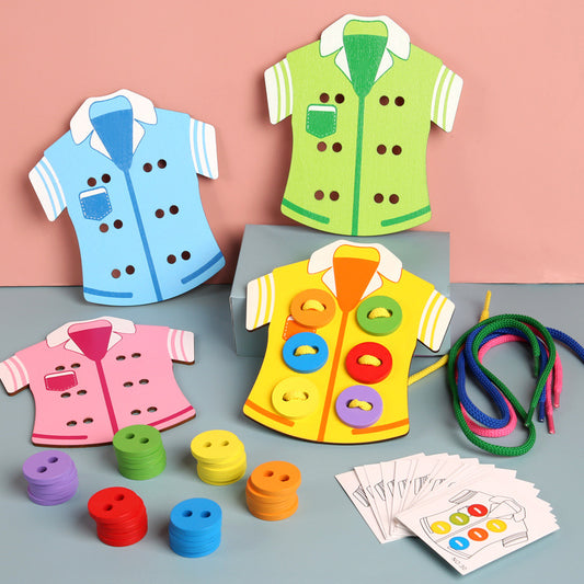 Wooden card shirt 4pcs in box Fine motor skill and early learning activity excellent gift