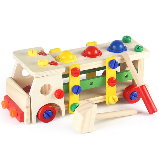 Circus Wooden truck Ball Hammering toy play set excellent birthday gift