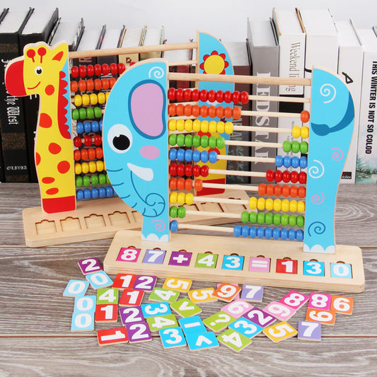 Counting Calculator wooden Elephant shape stand Number Symbol Colour Cognition early learning excellent birthday gift